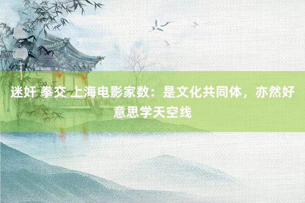 迷奸 拳交 上海电影家数：是文化共同体，亦然好意思学天空线