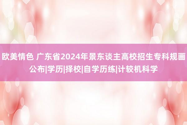 欧美情色 广东省2024年景东谈主高校招生专科规画公布|学历|择校|自学历练|计较机科学