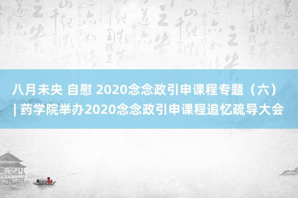 八月未央 自慰 2020念念政引申课程专题（六） | 药学院举办2020念念政引申课程追忆疏导大会