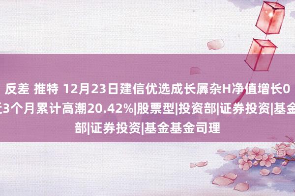 反差 推特 12月23日建信优选成长羼杂H净值增长0.09%，近3个月累计高潮20.42%|股票型|投资部|证券投资|基金基金司理
