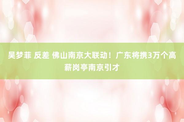 吴梦菲 反差 佛山南京大联动！广东将携3万个高薪岗亭南京引才