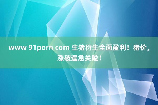 www 91porn com 生猪衍生全面盈利！猪价，涨破遑急关隘！