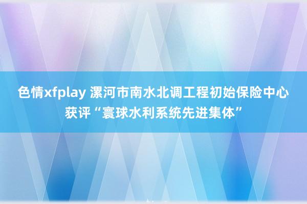色情xfplay 漯河市南水北调工程初始保险中心获评“寰球水利系统先进集体”